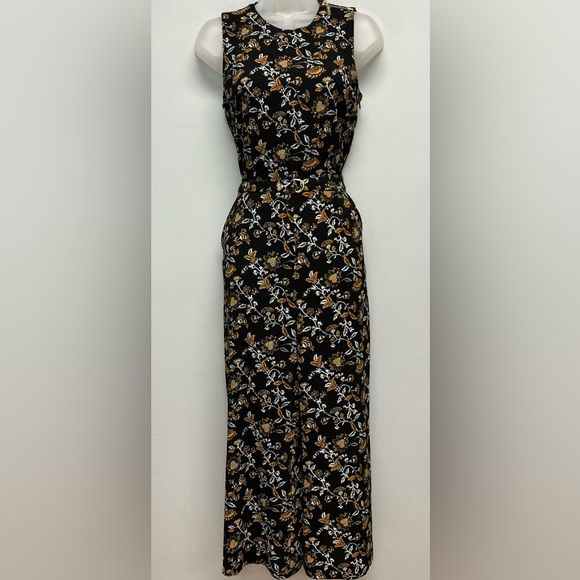 Michael Kors High Neck Belted Floral Jumpsuit Size 4 - Picture 1 of 13